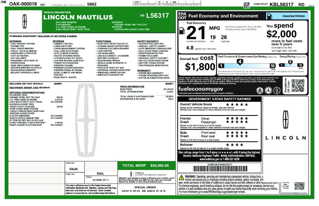 2019 Lincoln Nautilus Reserve