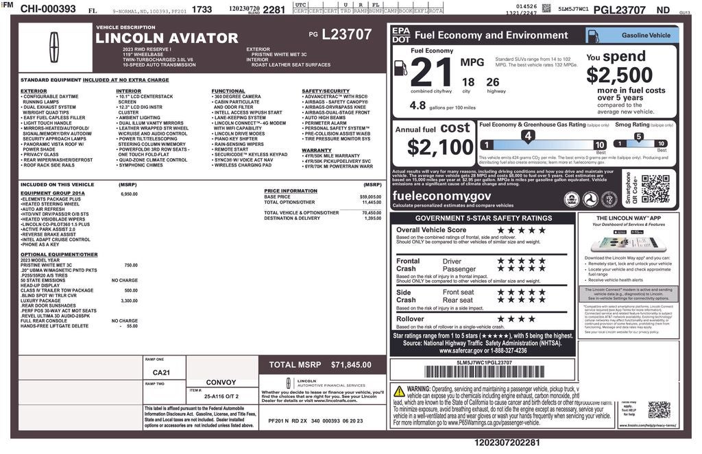 2023 Lincoln Aviator Reserve Premium